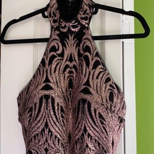 Stunning black and rose gold gown!